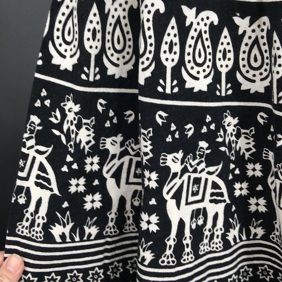 Labwanti wide leg boho festival indian goucho pant hippy black white elephant OS - Picture 3 of 9
